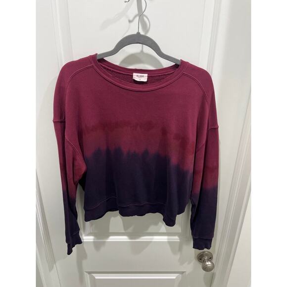 Re/Done Classic Crewneck Ombre Burgundy Tie-Dye 100% Cotton Sweatshirt Sz XS - Picture 1 of 6
